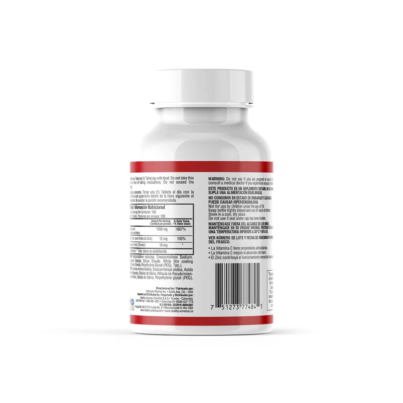 Vitamina C 1000 con zinc mg  x 100 tabletas - Image 5
